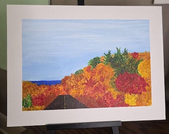 Fall Foliage Acrylic Painting: Original Landscape Artwork (12"x16")