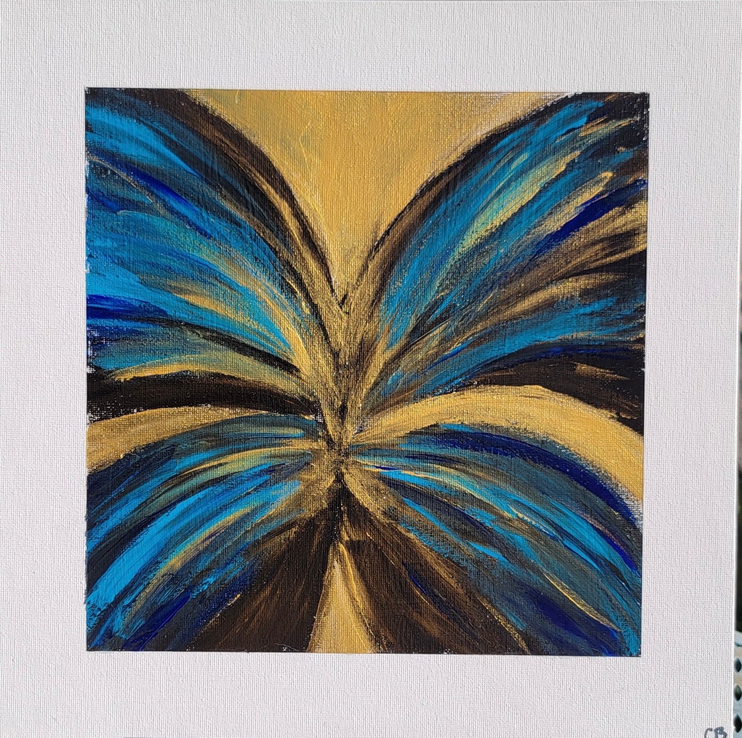 アクリル画 抽象 青と金 抽象的な金と青のオリジナルアクリル画 - Etsy 日本