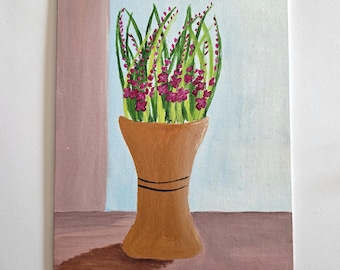 グラジオラスの絵画 花 オリジナル水彩画 花のアート 花のアートワーク