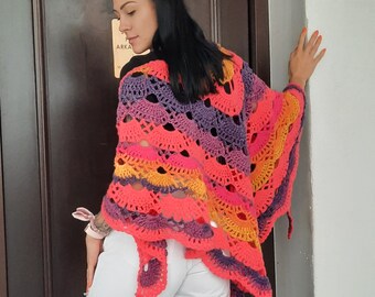 Triangle Scarf / Solid Knitted Scarf / Women's Scarf / Bright Gypsy Shawl / Neck Scarf for Woman