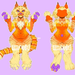 DIGITAL Adopt Sunset Cat Feline Female Anthro | Cute Fursona Furry Adopts Adoptables Fursuit Design Tabby Stripes Lion Tiger Lynx OTA Animal