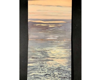 vintage French oil painting Provence France Plage du Luxembourg Mediterranean Sea original signed oil on board seascape Christmas gift