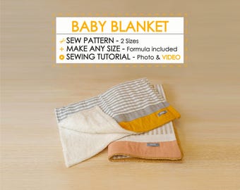 Easy Baby Blanket Sewing Pattern Video and PDF – Stroller & Crib Blanket Tutorial, DIY Newborn Gift, Receiving Blanket, Minky Backed Blanket