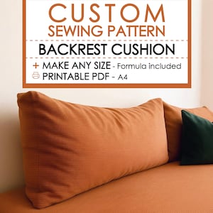 Custom Backrest Pillow Sewing Pattern PDF – DIY Couch Cushion Cover for Daybed & Porch Bed Swing, Custom Cushion Pattern, Sofa Cushion Cover