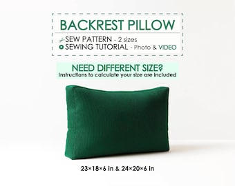 Backrest Pillow Sewing Pattern, Couch Cushion Cover, Back Cushion, Outdoor Patio Chair Pillow Pattern, DIY Sofa Cushion Pattern, Box Cushion