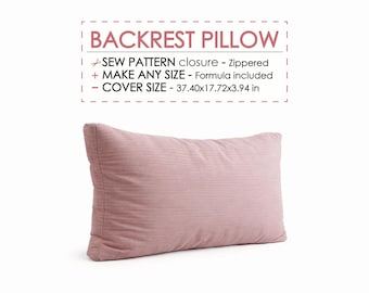 DIY Backrest Pillow Sewing Pattern: Box Cushion Cover Tutorial (PDF Pattern 37.4x17.72x3.94")