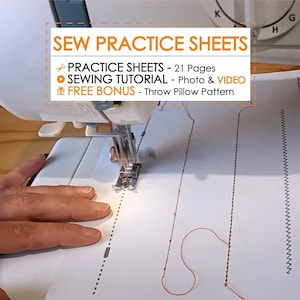 Nähen Übungsblätter PDF, Anfänger Nähübungen, Stich Anleitung Video Tutorial, Papier nähen lernen Digitaler Download, KOSTENLOSER Kissen Schnittmuster