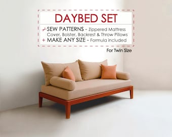 Twin Daybed Cover Sewing Pattern: Swing Bed Pillows DIY (PDF)