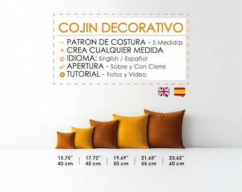 Learn to Sew a Throw Pillow Cover | Beginner Friendly Cushion Sewing Pattern Spanish & English Tutorial Printable PDF