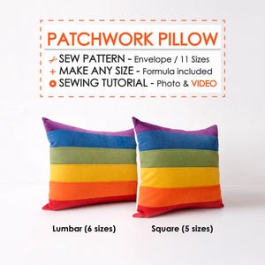 Ladda ner sömnadsmönster för färgglatt lapptäcke och kuddeöverdrag, enkelt Scrappy Sew-projekt, DIY Rainbow Pride-dekor, nybörjarsömnad