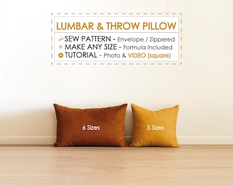 Easy Pillow Sewing Pattern Bundle, DIY Throw & Lumbar Pillow Covers in 11 Sizes (Zipper or Envelope),  Beginner-Friendly Cushion Cover PDF