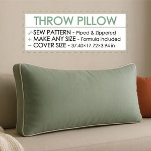 Patrón de costura en PDF para cojín de respaldo / Tutorial para funda de almohada con ribete / Patrón de cojín para sofá cama o sofá, patrón de cojín para sofá