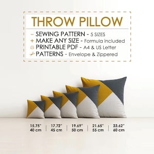 Patchwork Throw Pillow Cover Sewing Pattern – 5 Sizes | Easy Beginner Sewer Pillowcase Tutorial, DIY Pillow PDF Pattern, Zipper or Envelope