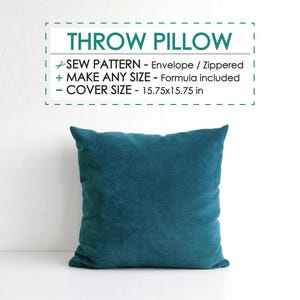 Throw Pillow Sewing Pattern: Zippered & Envelope Cushion Cover (PDF Download, 15.75")