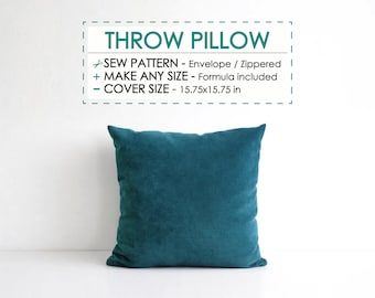 Throw Pillow Sewing Pattern: Zippered & Envelope Cushion Cover (PDF Download, 15.75")