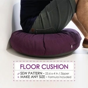 Pouf Floor Cushion Sewing Pattern PDF, Ottoman Pouffe Tutorial, Meditation Pillow Guide, Easy Sewing Project for Beginners Round Seat Pillow