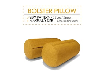 Easy Bolster Pillow Case Pattern PDF, Round Armrest Cushion Cover, Pillow Cover Pattern, Sofa Cushion DIY Tutorial, Bolster Sewing Pattern