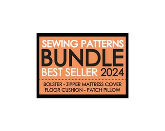 Pillow Sewing Pattern Bundle – Bolster Pillow, Twin Zippered Mattress Cover, Throw Pillow & Floor Cushion Tutorial, DIY Sofa Cushion Sewing