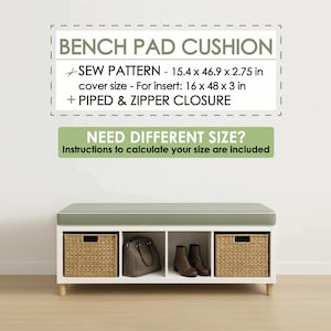 DIY Bench Pad Seating Cushion Cover Sewing Pattern PDF For RV, Window Seat, Dinette, Banquette, Kallax, Reading Nook, Camper, Piano, Mudroom