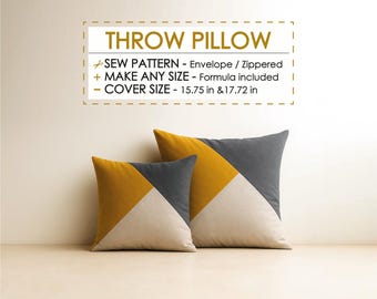 Wzór na poduszkę dekoracyjną z patchworku, samouczek PDF na poduszkę kopertową DIY, instrukcja szycia poszewki na poduszkę, prosty projekt poszewki na poduszkę dla początkujących