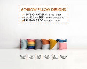 Throw Pillow Sewing Pattern Bundle –  Unique Designs + Multiple Sizes, Easy Sew Cushion Tutorial, Beginner Sewer Friendly (Downloadable PDF)