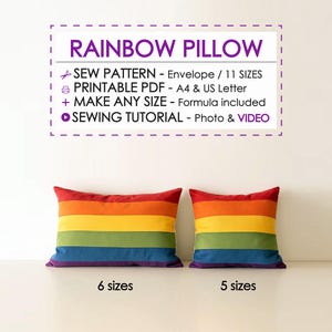 Rainbow Pillow Cover Sewing Pattern, Pride Decor, Beginner Sew Patchwork Project
