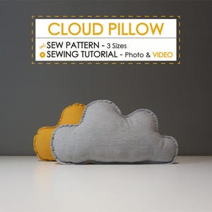 Patrón PDF para almohada de nube – Proyecto de costura de almohada para bebé con forma, incluye video, 3 tamaños, ideal para baby shower o como regalo para recién nacidos – Decoración para guardería y habitación infantil.