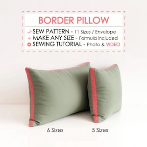Printable Pattern Sew - Throw & Lumbar Pillow Cover, Easy Envelope Closure, DIY Home Decor, Unique Design Simple Cushion Sewing Tutorial