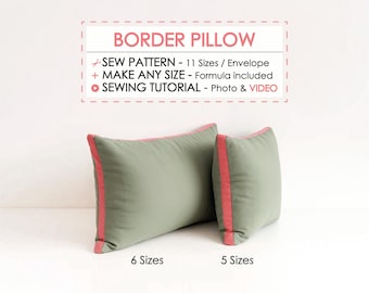 Printable Pattern Sew - Throw & Lumbar Pillow Cover, Easy Envelope Closure, DIY Home Decor, Unique Design Simple Cushion Sewing Tutorial