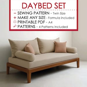 Twin Daybed Cover Sewing Pattern: Swing Bed Pillows DIY (PDF)