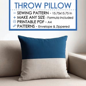 Patchwork Cushion Sewing Pattern PDF – Pillow Tutorial with Zipper & Envelope – Easy DIY Throw Pillow Sewing Project - Friendly Begginner