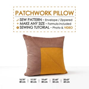 Modello stampabile per fodera per cuscino patchwork facile da cucire – 5 misure, adatto ai principianti, progetto di cucito con ritagli di stoffa, decorazione fai da te, cucito passo dopo passo