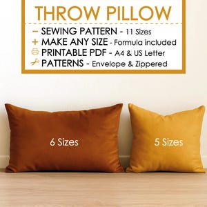 Easy Pillow Sewing Pattern Bundle, DIY Throw & Lumbar Pillow Covers in 11 Sizes (Zipper or Envelope),  Beginner-Friendly Cushion Cover PDF