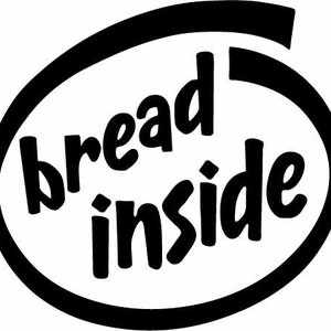 Puede incluir: Diseño gráfico en blanco y negro con el texto "bread inside" en un círculo.