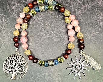 Apollo Prayer Beads: Sunstone Rosary with Golden Quartz and Sandalwood