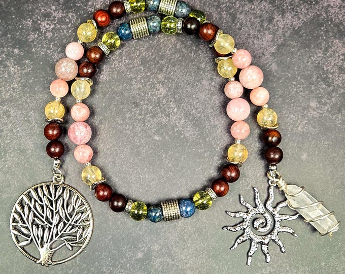 Apollo Prayer Beads: Sunstone Rosary with Golden Quartz and Sandalwood