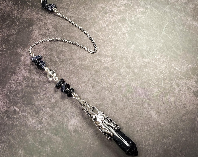 Blue Goldstone Pendulum - Cosmic Star Magic Divination Tool