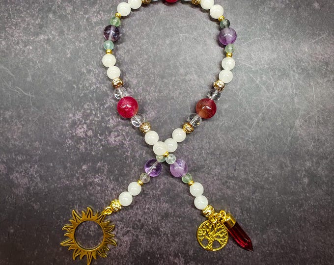 Summer Solstice/Solar Deity Pocket Devotional: Fluorite, Agate, Watermelon Tourmaline, Clear Quartz