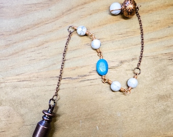 Howlite and Copper Pendulum