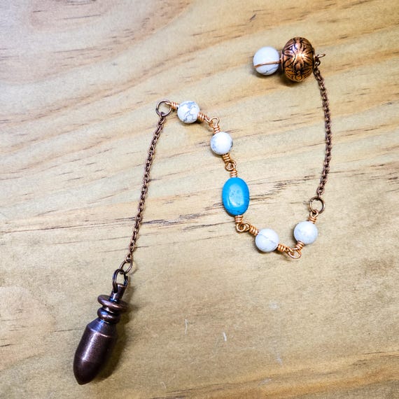 Howlite and Copper Pendulum