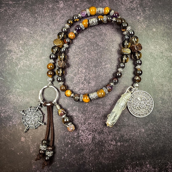 Sleipnir Devotional Beads: Norse God Rosary with Tiger Iron and Bronzite