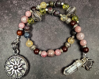 Apollo Prayer Beads: Sunstone Rosary with Golden Quartz and Sandalwood