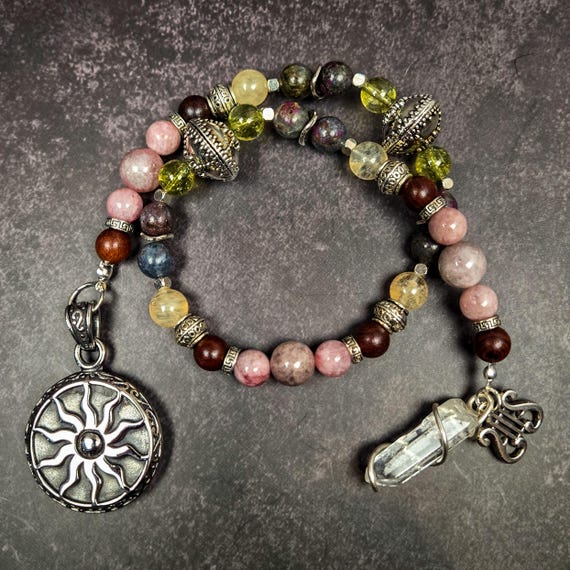 Apollo Prayer Beads: Sunstone Rosary with Golden Quartz and Sandalwood