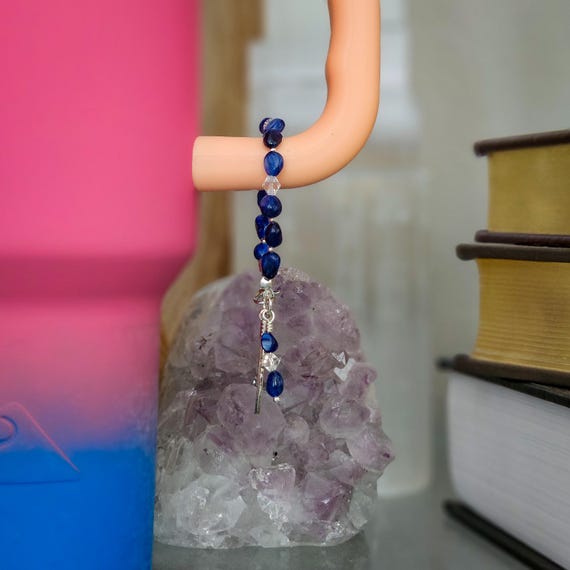 Blue Kyanite Tumbler Charm - Crystal Tumbler Charms