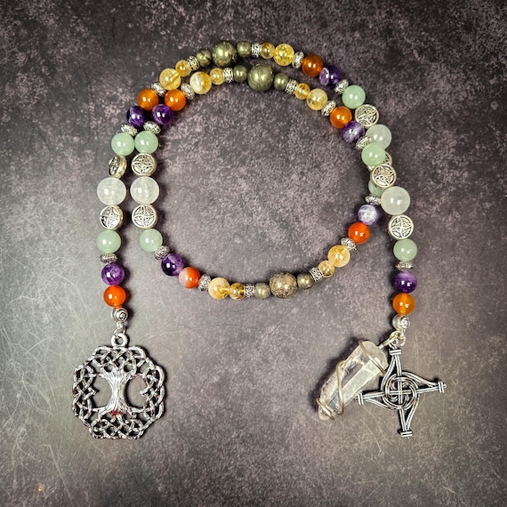 Goddess Brigid Prayer Beads: Carnelian, Aventurine, and Citrine Devotional Beads