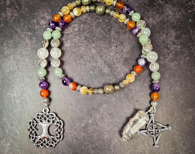 Goddess Brigid Prayer Beads: Carnelian, Aventurine, and Citrine Devotional Beads