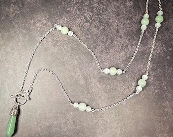 Green Aventurine Pendulum Necklace- Wearable Divination Tool - Crystal Healing Jewelry