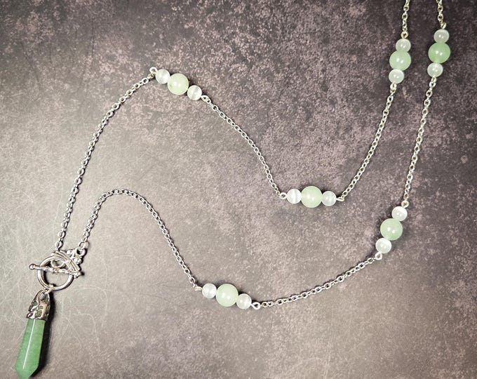 Green Aventurine Pendulum Necklace- Wearable Divination Tool - Crystal Healing Jewelry