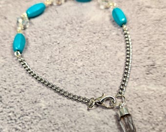 Blue Howlite Pendulum Bracelet - Wearable Divination Tool - Crystal Healing Jewelry