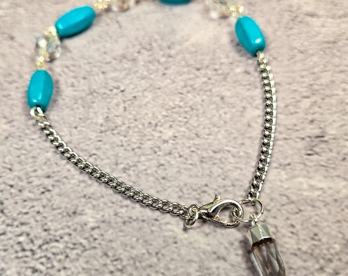 Blue Howlite Pendulum Bracelet - Wearable Divination Tool - Crystal Healing Jewelry